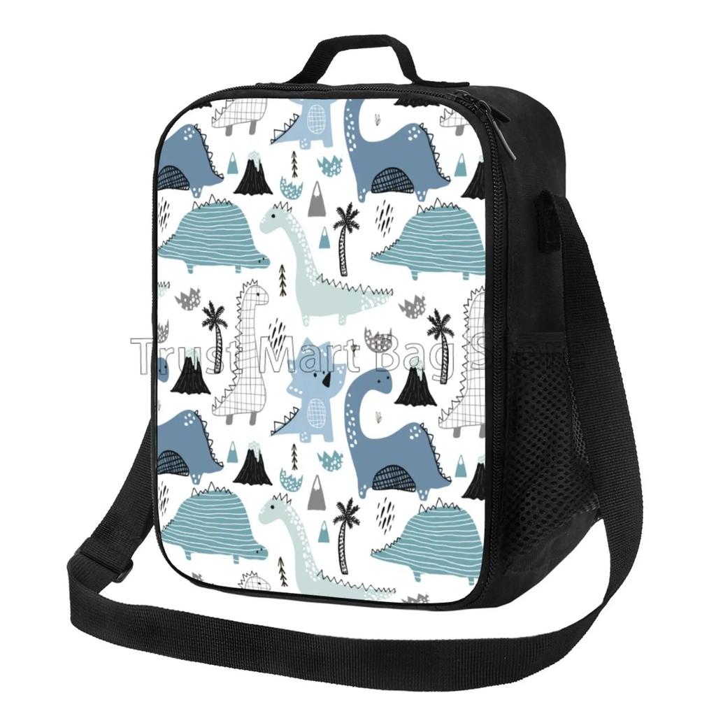 Isolierte Cartoon-Dinosaurier-Lunchtasche für Kinder, Jungen, Mädchen, tragbare thermische Bento-Lebensmitteltasche, Oxford-Kühltasche für Schule, Arbeit