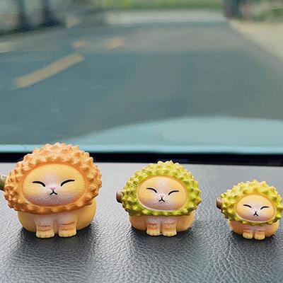 Cute Durian Cat Figures 4pcs Lovely Car Dashboard Ornaments Resin Auto Interior Decoration Car Decorations Accessories