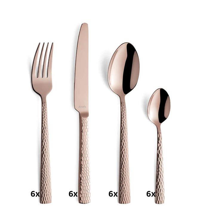 Cutlery Set - Amefa - 3319zztr24c40 - 24 Pieces - 18/0 Stainless Steel - Rose Champagne - Gift Box