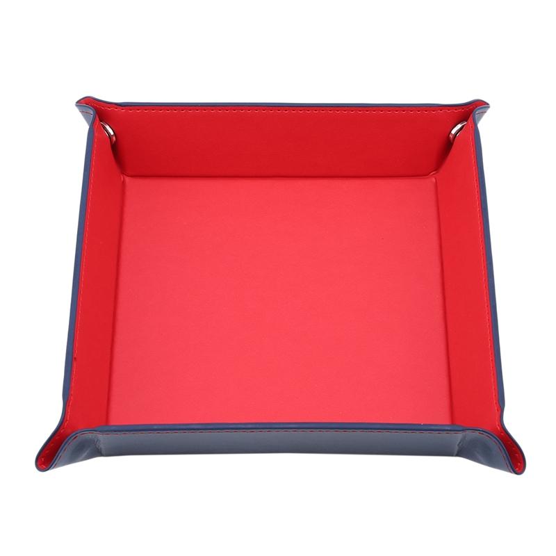 Desktop Storage Sundries Box Creative PU Leather Trinket Folding Tray Collapsible Phone Key Wallet Coin Bins Accessories
