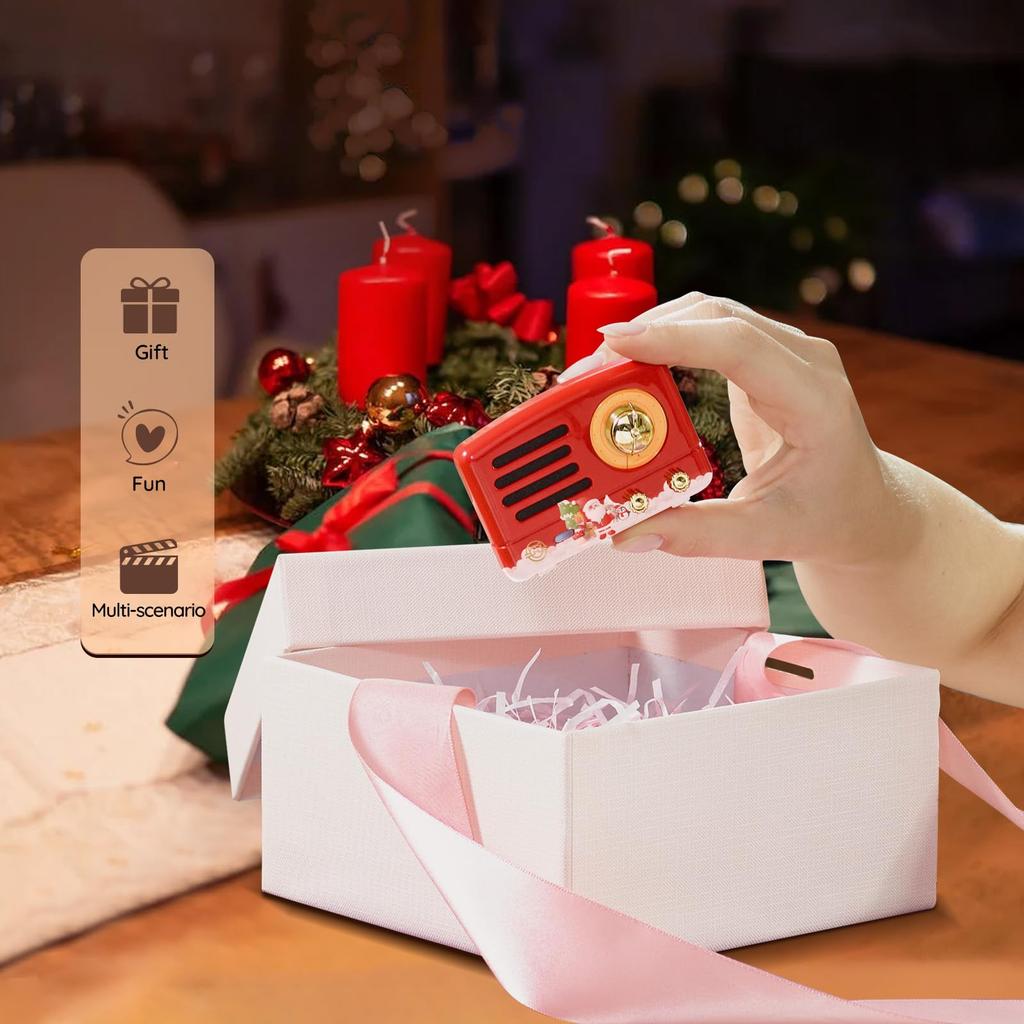 MUZEN PETA Bluetooth Speaker, Magnetic Mini Speaker, Santa Christmas, USB C Charging, Compact, Ultra-Lightweight, Cute, Retro Design (Christmas Red)