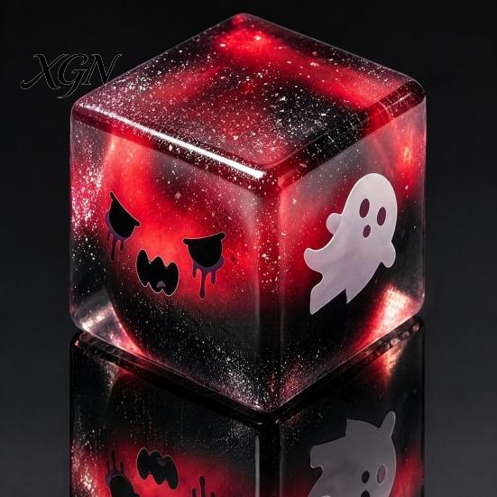 Ice Cube Toy Halloween Ghost Stress Sensory Toy, Anxiety Relief Squeeze Glitter Balls Slow Rising Pinch for Kids Adults