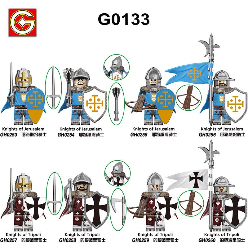 G0133 Medieval Jerusalem Tripoli Knight Horse Figure Building Blocks Toy, Compatible with Major Brands, for Collection and Role Play