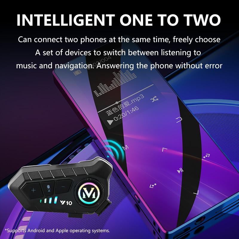 Motorcycle Helmet Headset Bluetooth 5.3 Motorcycle Waterproof Earphone Wireless Hands-free Call Phone Kit Music Player Speaker