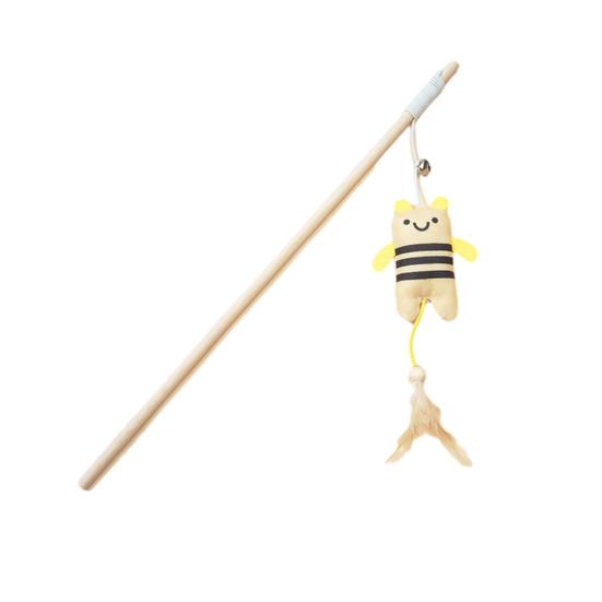 Interactive Cat Wand Toy Feather Plush Animal Cat Teaser Stick with Bell Indoor Kitten Play Exercise Toy