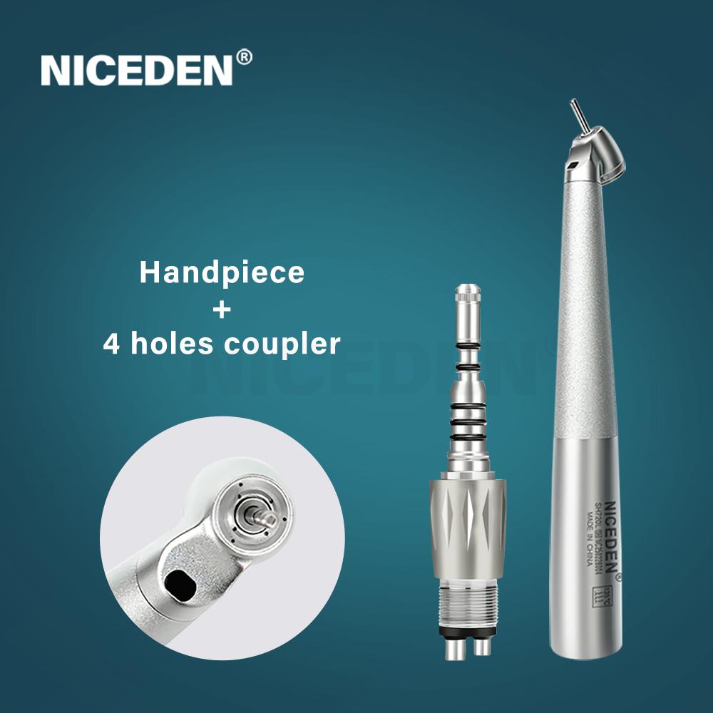Zahnärztliches Glasfaser 45 Grad Chirurgischer Mini-Kopf Keramiklager Druckknopf LED-Licht Handstück Schnellkupplung Luftturbine