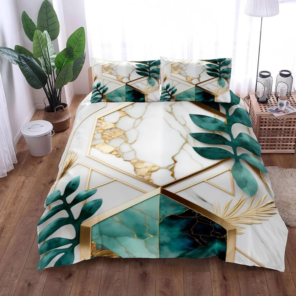 Fluid Leaves Duvet Cover Set King Queen Double Full Twin Single Size Bed Linen Set