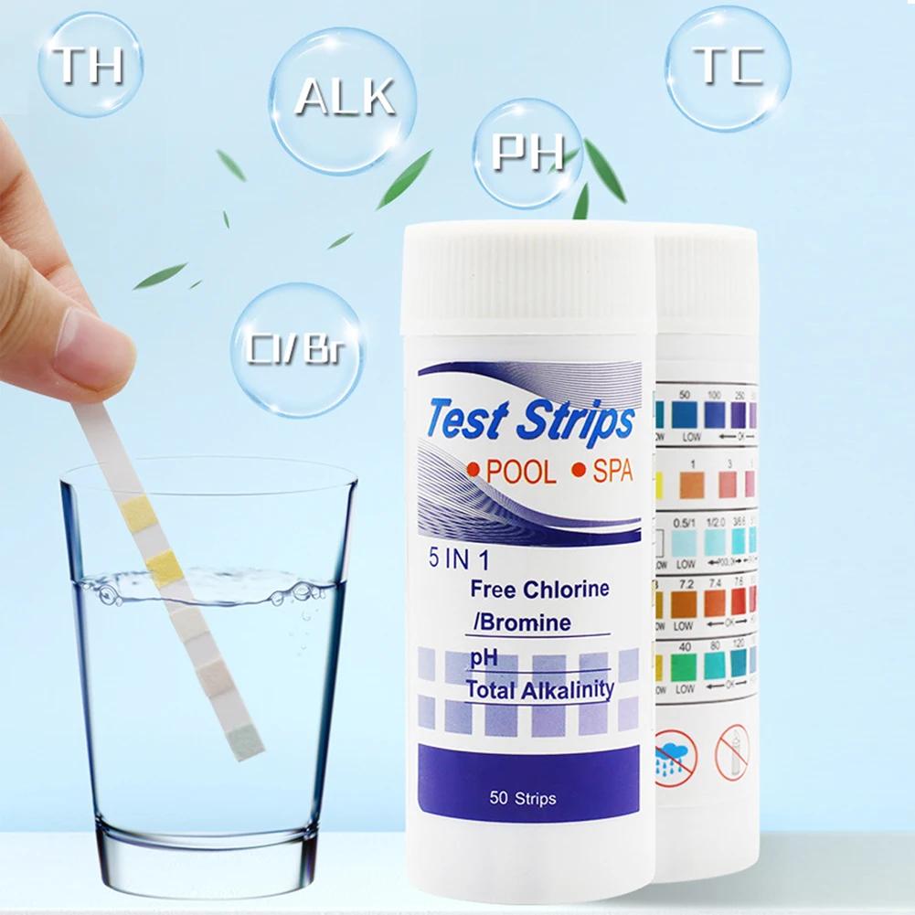 50/100Pcs 3/4/5/7 in 1 Water PH Test Strips Easy Detection Residual Chlorine Value Alkalinity Hardness Tester for Pool