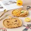 Ghost Pumpkin Halloween Wooden Tray Holiday Party Plate Tableware Dried Fruit Snacks Tray Party Venue Layout Props Fruit Plate