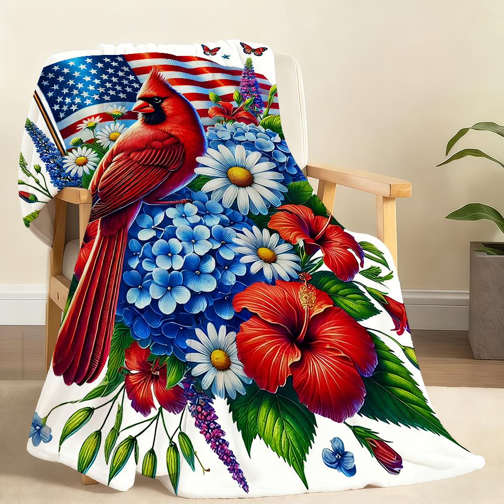 Vibrant Patriotic Cardinal Garden Blanket Soft Throw Blanket for Home Bedroom Bed Sofa Picnic Travel Office Cover Blanket Gift