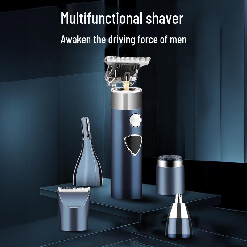 TEMU 5-in-1 Men's Grooming Kit: Electric Shaver, Hair Clipper, Eyebrow & Nose Trimmers, Replacement Heads