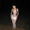 2024 Summer Women's Silver Mesh Bodycon Dress - Spaghetti Strap, Sexy, See-Through, Nightclub Fashion