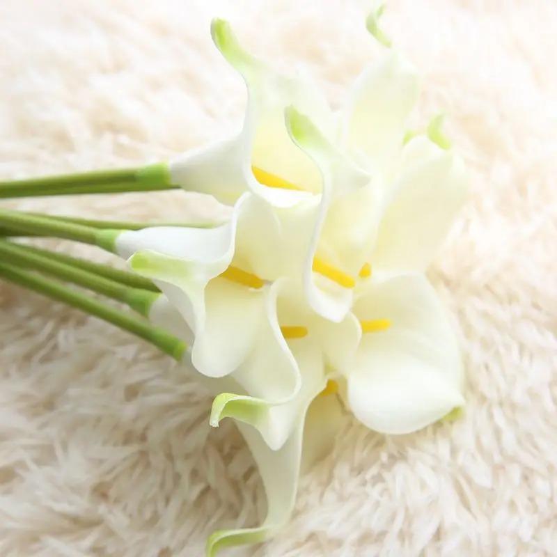 5PCS White PU Fake Flower Artificial Calla Lily for Home Decor Wedding Bridal Bouquet Home Table Flower Bouquet Decor 36CM
