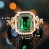 Cute Female Green Zircon Stone Engagement Ring Vintage Yellow Gold Color Wedding Jewelry For Women