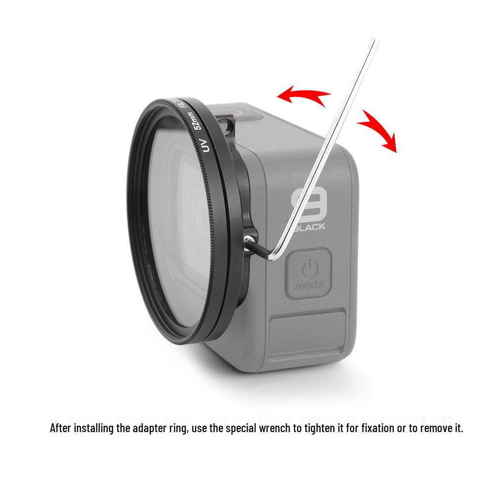 GoPro Hero 12/11/10/9 Diving Filter Adapter Ring - 52mm UV Filter Lens Frame in Aluminum Alloy
