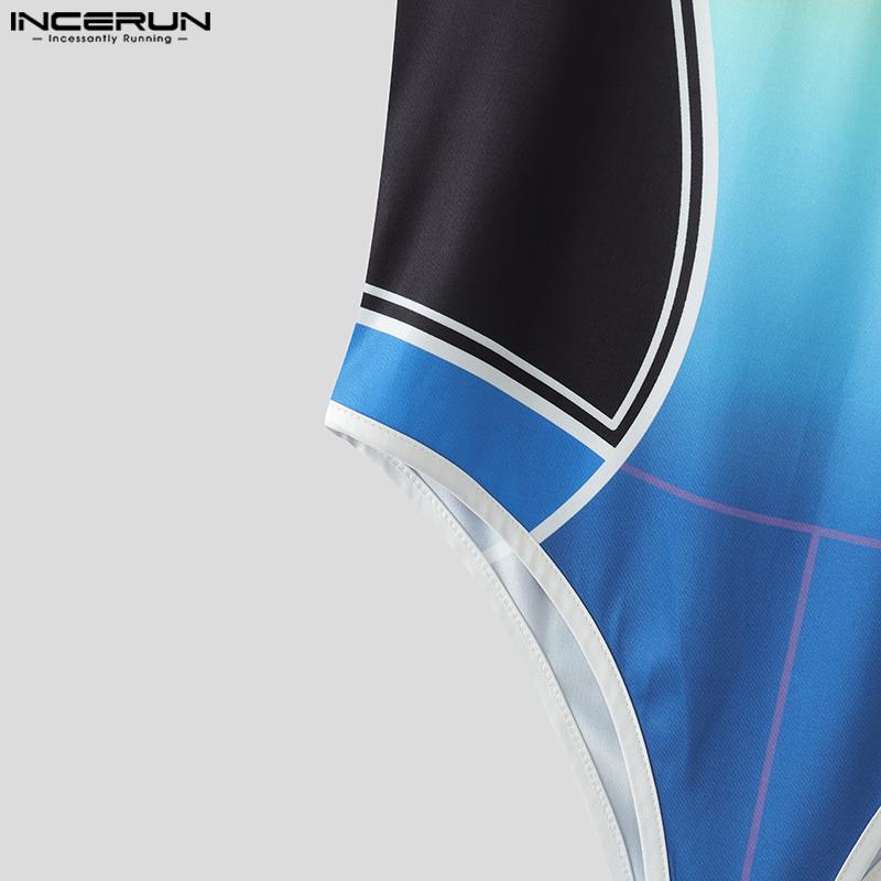 INCERUN Pánské bez rukávů Prošívané Potisk písmen Přechodové Skinny Body Jumpsuity Pyžama