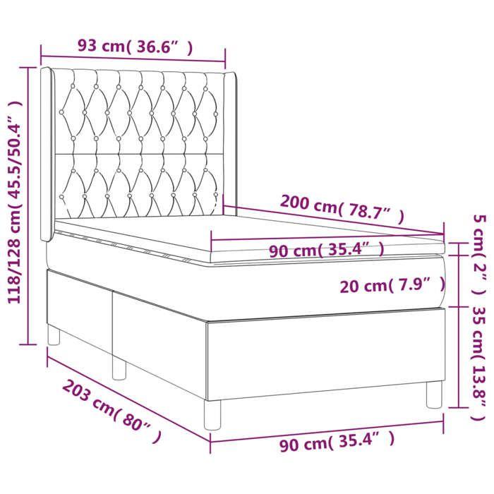 3131643 vidaXL Divan Bed with Mattress Black 90x200 Cm Fabric