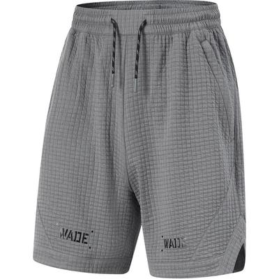 Li Ning Wade Series Bequeme Buchstaben-Print Schnürung Lockere Sportshorts Herrenshorts Shadow-Grau AKYU349-1