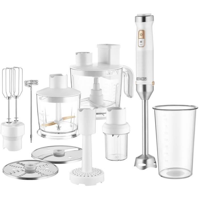 Staafmixer Sencor SHB 6551WH - 10-in-1 - Titanium QuadBlade Messen - 1500 W - Wit