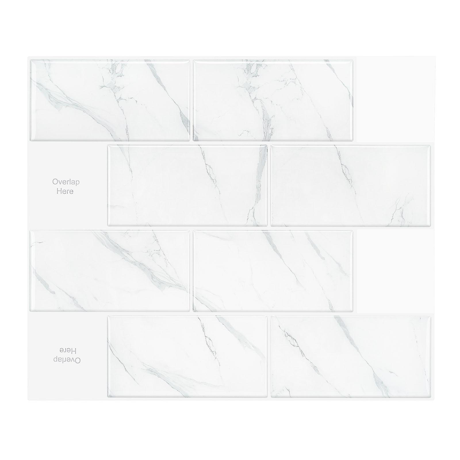 

Наклейки на белую мраморную плитку для кухни, термостойкие, для ванной комнаты, водонепроницаемые, съемные, лист для плитки, лист для ремонта своими руками, 12 х 10 дюймов, 5 шт.