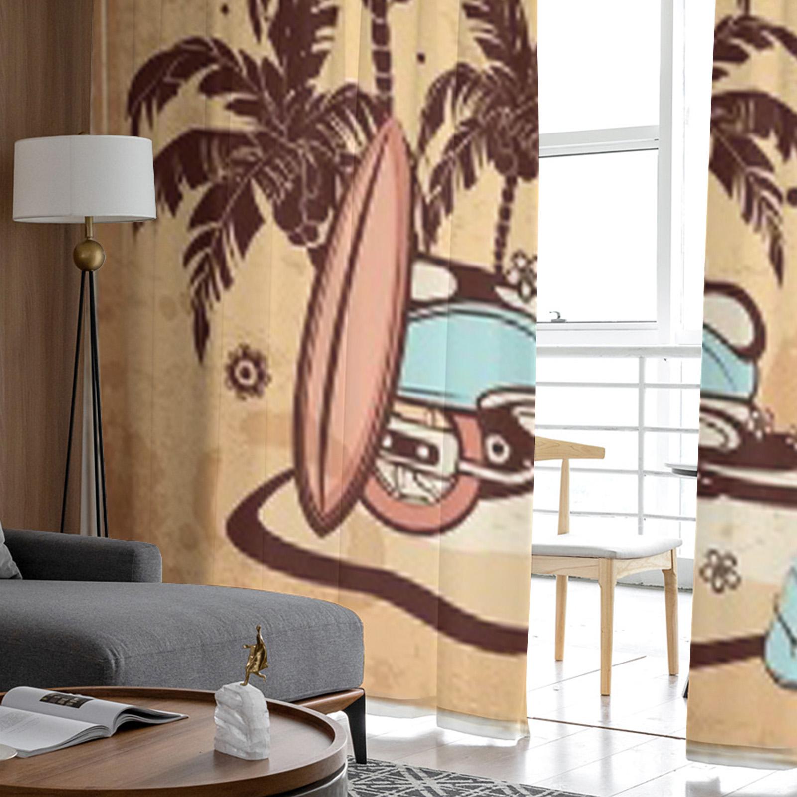 Винтажные прозрачные шторы с гавайским островом в океане для гостиной — фото 4