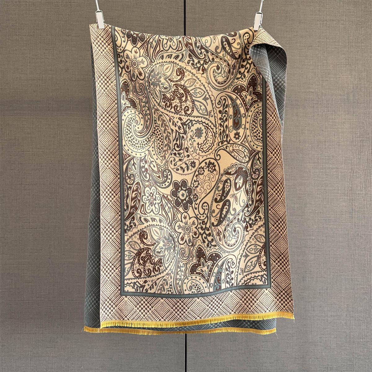 

Новый Универсальный Жаккардовый Шарф с Цветочным Узором Кешью Женская Мода Темперамент Защита Шеи и Теплый Шарф Многофункциональная Шаль 65*192cm