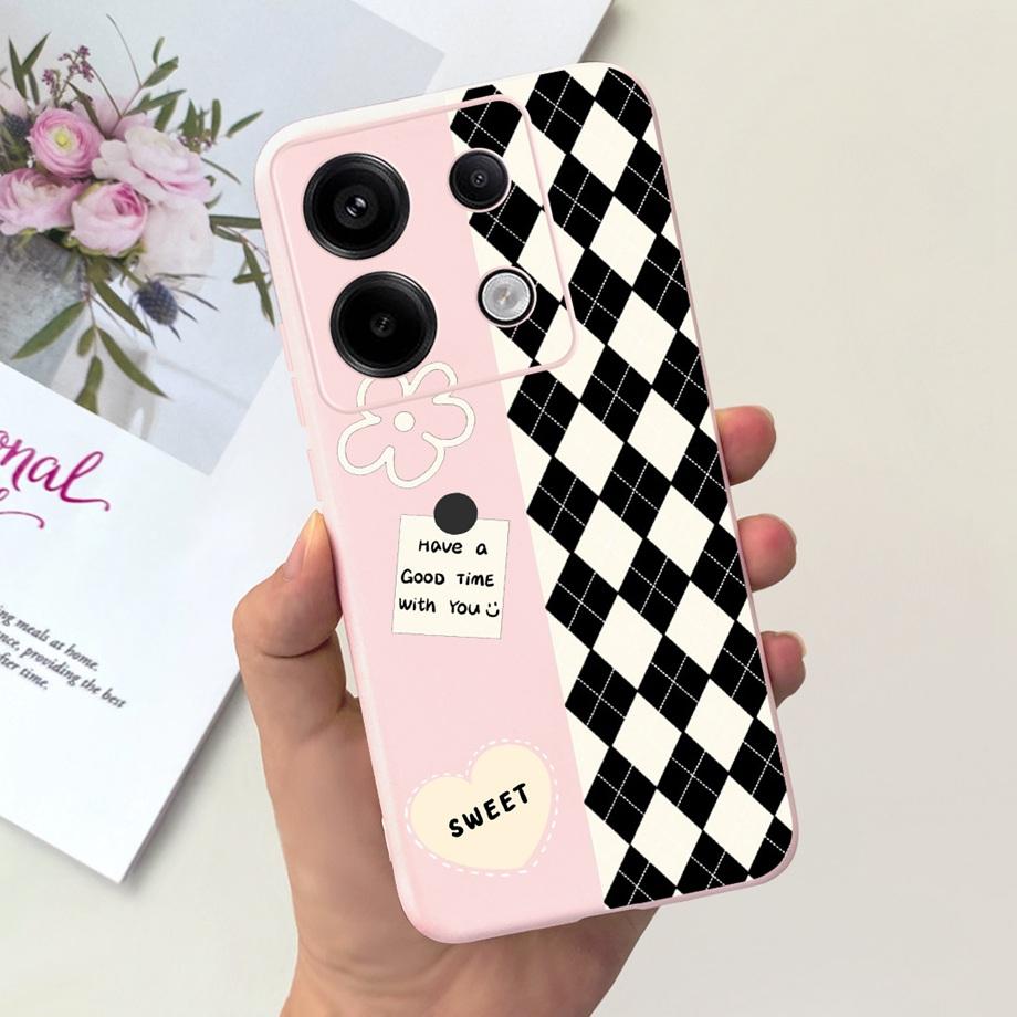 For Xiaomi Redmi Note 13 Pro 5G Phone Case Cow Print Checkered Pattern Soft Liquid Silicone Funda For Redmi Note 13 4G Pro+ Plus