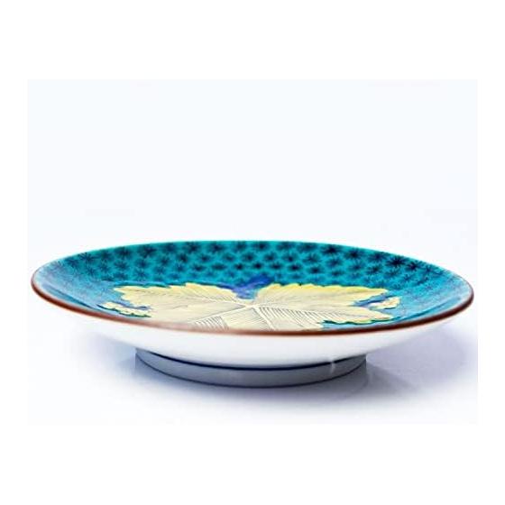 Washa no Kura Plate Stylish Kutani Ware Masterpiece Bean Plate Old Kutani Aote Tree Leaf Pattern Small Plate Serving Plate Brand Japanese Tableware