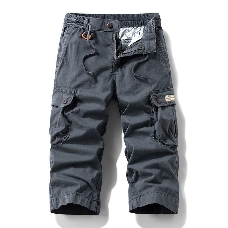 

Men s Overalls Summer New Casual Loose Men s Eight-point Pants Trendy Brand Men s High-end Retro Pants 34 серый