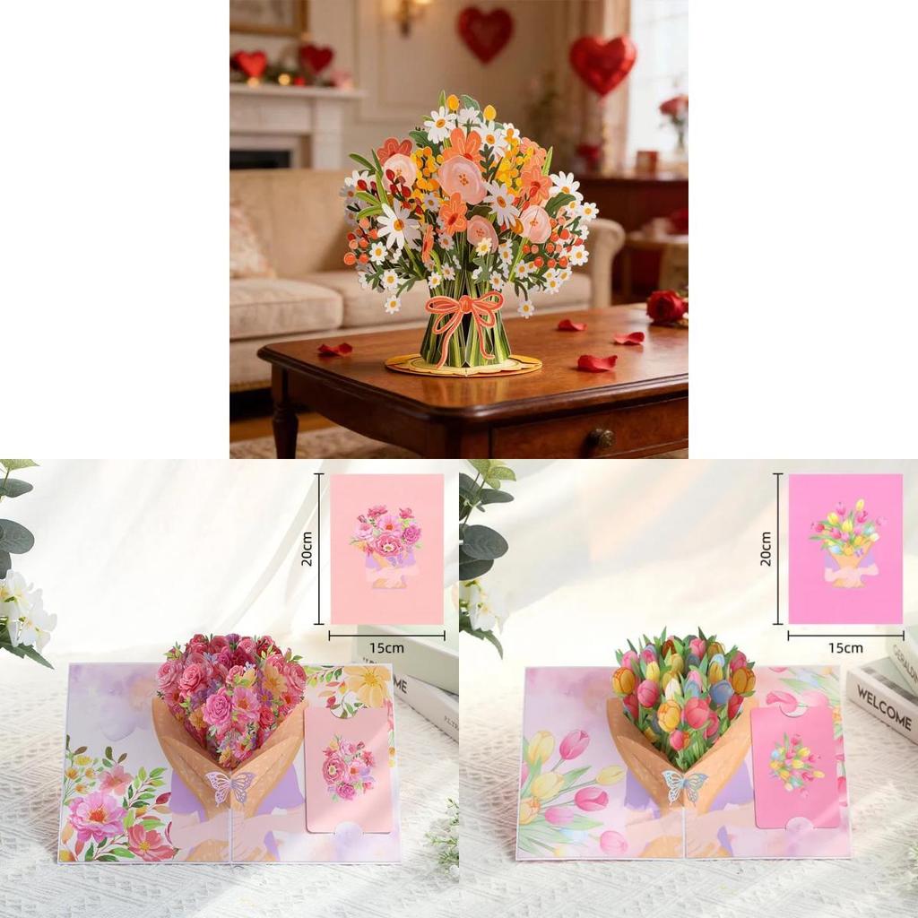 Ewige Blüte Popup-Karte für Valentinstag und Muttertag mit Laserschnitt-Motiv