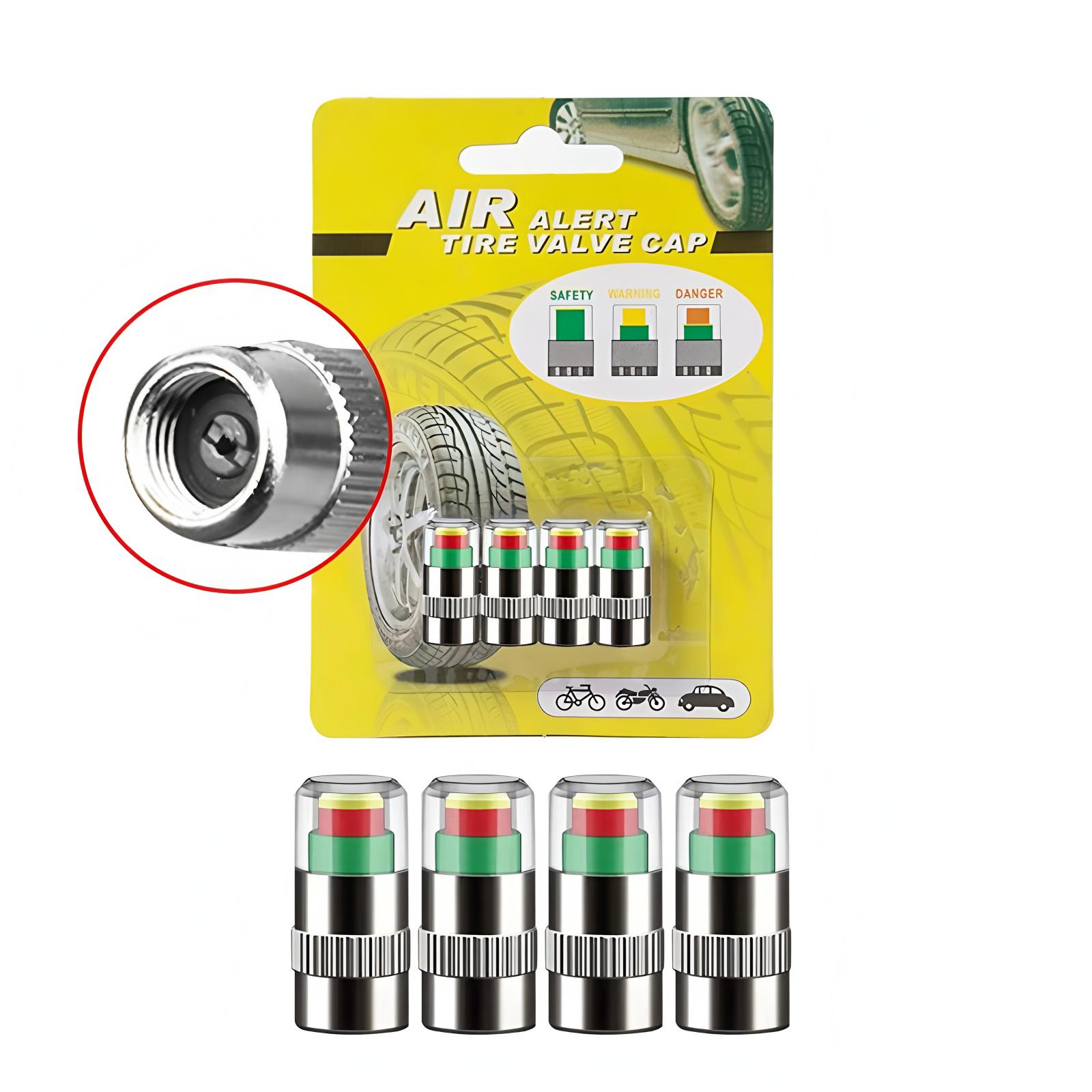 Car Tire Pressure Monitor Valve Car Tire Copper Core Caps Motorcycles Trucks Bicycle Car Tire Valve Stem Caps With 3-Color Alert Plastic Core