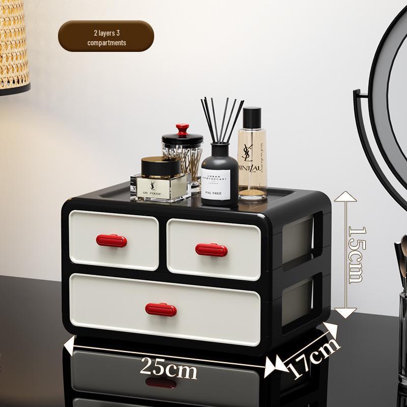 Retro-Style Plastic Cosmetic Storage Cabinet with Drawers