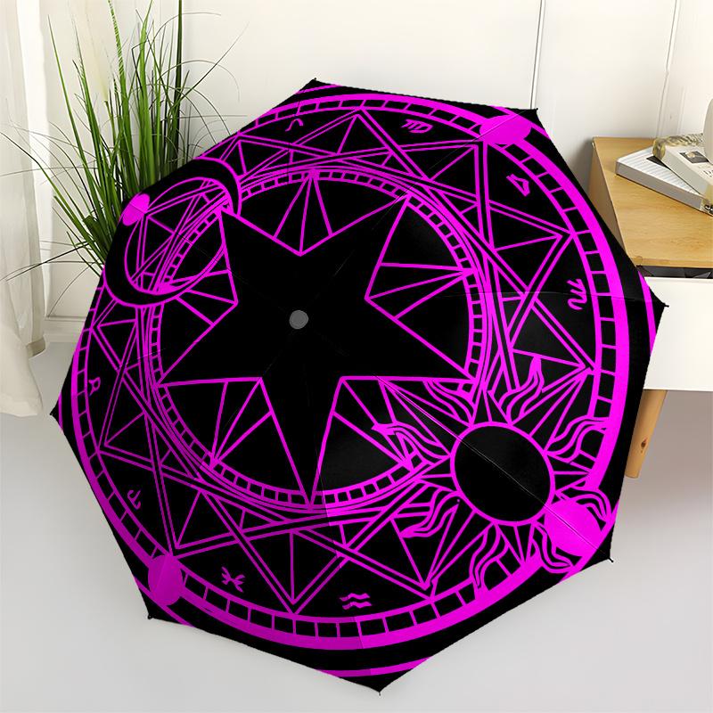 

Enchanted Star Mandala: Mystical Symbolic Artwork for Decor Umbrella, Portable 3-Fold Compact Umbrella for Men & Women ES49