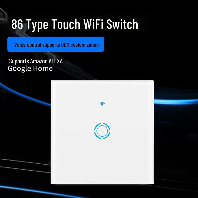 WiFi Smart Home Touch Switch with Alexa Voice Control, European Standard 86 Panel, Mobile Remote Operable