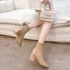 Martin boots women's new women's boots winter wind square head rear zipper short boots women's thick heel medium heel boots women's