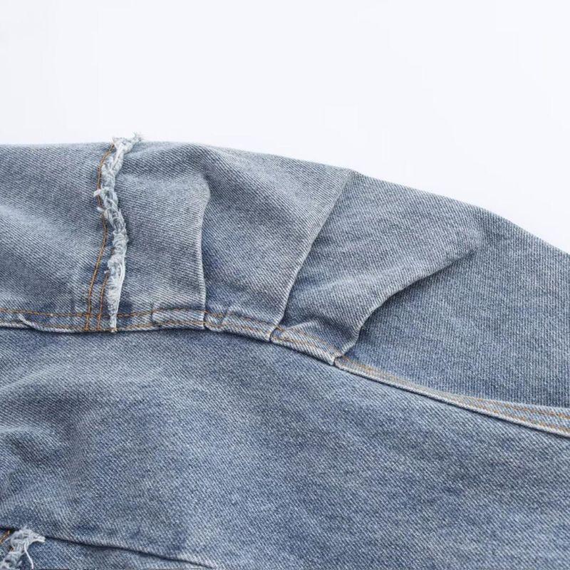 Kaslead New Arrival Women's Clothing Fashion Wind Heavy Industry Boutique Sweater Denim Stitching Thickening Outwear Cardigan