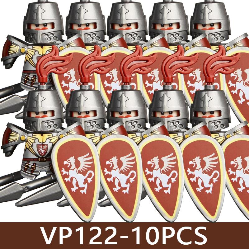 Medeltida Slottssoldat Figurer Byggklossar Militär Armé Riddare Romersk Krigare Infanteri Milis Orcher Tillbehör Klossar Leksaker