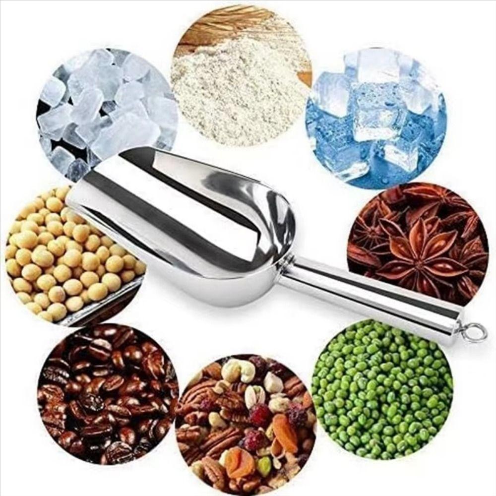 Tail Hanging Hole Stainless Steel Ice Shovel 8/9/10/11/12in Dry Goods Shovel Bar Tool