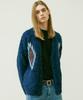 Knd Chimayo Pattern Bulky Brush Cardigan Navy