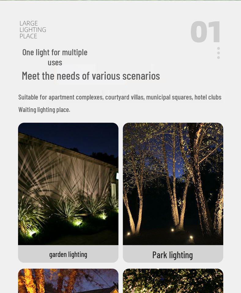 Waterproof LED Landscape Spotlights for Outdoor Trees and Garden Decoration with Ground Spike