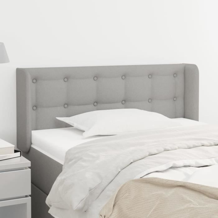 VidaXL Tête de lit avec oreilles Gris clair 103x16x78-88 cm Tissu3119192