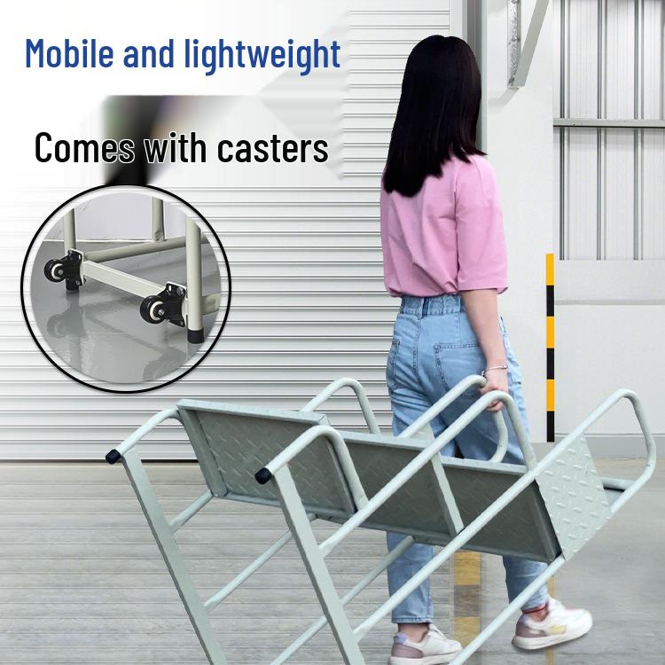 Adjustable Warehouse & Supermarket Ladder Truck: High-Reach Platform for Order Picking & Shelving Access