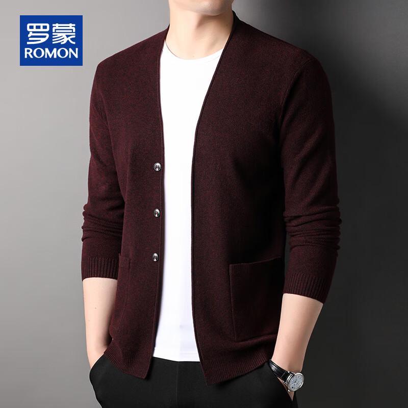 ROMON Men's V-Neck Casual Knit Cardigan