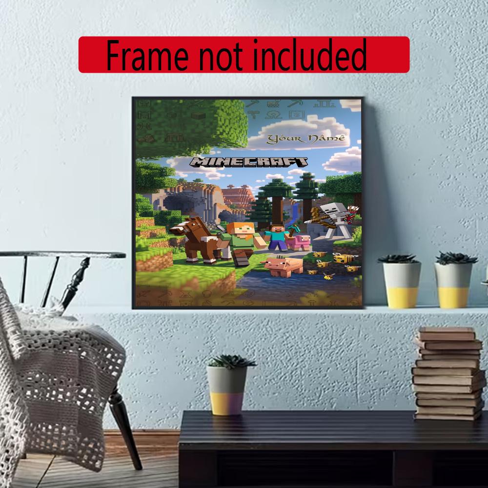 Minecraft Customize Text Diamond Painting Round Diamond Mosaic Suitable For Beginners Diamond Painting Rhinestones Gift Frameless