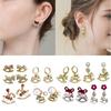 Unique Horse Theme Ear Studs Gold Finish and Stones Adorned for Parties Formal Event Elegant