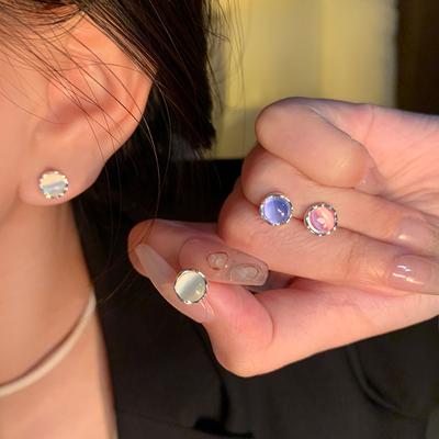 Conjunto de pendientes de color ópalo estilo ins para mujer pendientes geométricos pequeños seis piezas de joyería para la oreja