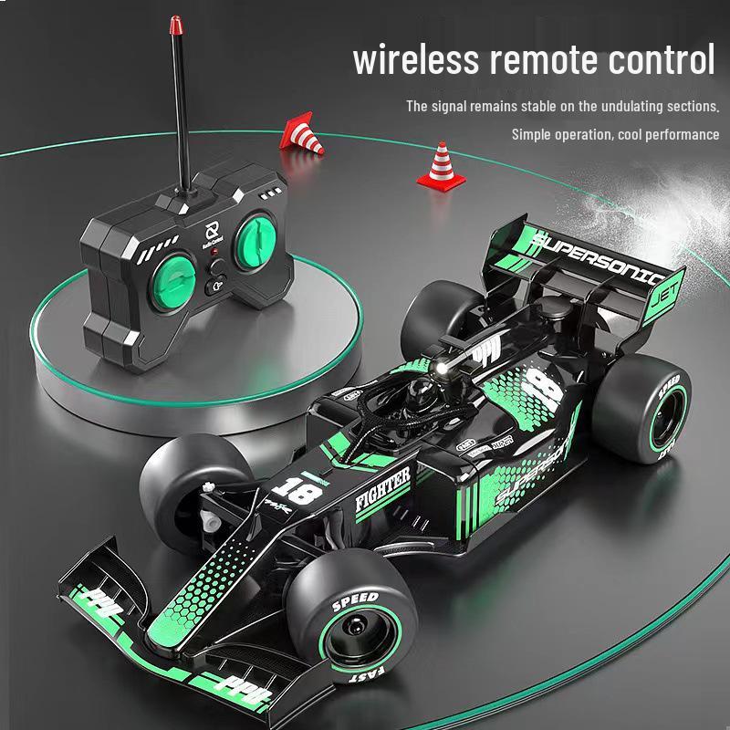 Rechargeable High-Speed F1 Remote Control Drift Car Toy with Electric Spray for Kids