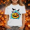 Kids Halloween Printed Neck Short Sleeve T-Shirt Loose Fit Casual Top
