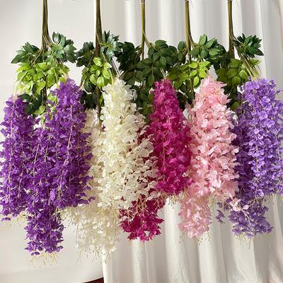Simulated 6-Leaf Wisteria Flower Fake Flower Violet Ceiling Flower Wisteria Wedding Flower Decorative Vine Decorative Flower Vine