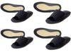 MOON ROOM Guest Set of 2 for Men and 2 for PU Leather Slippers, 4, Women, Hand-Sewn Slippers, Wipeable, Stain-Resistant (Black)
